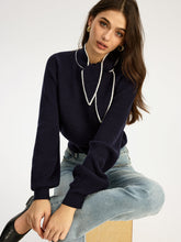 Tie Neck Button Knit Top