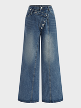 Denim Asymmetric Button Pants