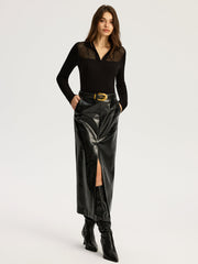 Ribbed Collared Knit Top