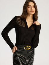 Ribbed Collared Knit Top