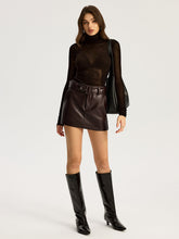 Belted Faux Leather Mini Skirt