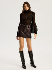 Belted Faux Leather Mini Skirt