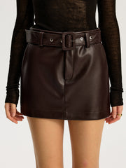 Belted Faux Leather Mini Skirt