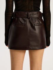 Belted Faux Leather Mini Skirt