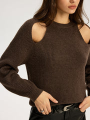 Cut-out Ribbed Knit Sweater