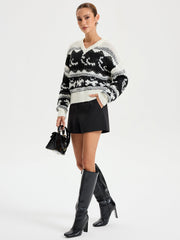 V-Neck Sequin Cowichan Sweater