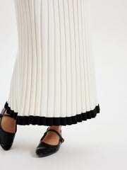 Rib-knit Skirt with Contrasting Ruffles