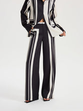 Contrast Striped Mid-Waist Wide-Leg Pants