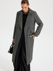 Wool Blend Double Breasted Coat