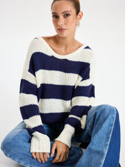 Oversized Striped Sweater Long Sleeve Sweater