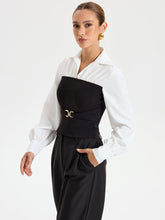 Contrast Ribbed Paneled Long Sleeve Shirt