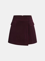 Corduroy Asymmetric Mini Skirt