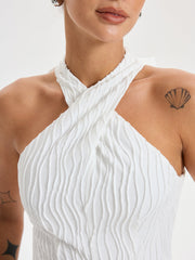 Textured Crisscross Halter Top