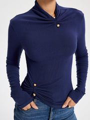 Slim Fit Soft Touch Long Sleeve T-shirt with Metal Pin