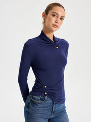 Slim Fit Soft Touch Long Sleeve T-shirt with Metal Pin