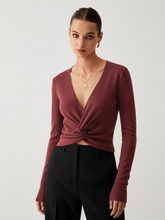 V-Neck Twist-Front Sweater