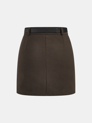 Belted Tweed Mini Skirt