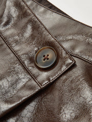 Vintage Asymmetrical Layered Faux Leahter Skorts