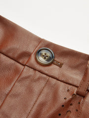 Belted Laser-cut Faux Leather Skirt