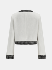 Tweed Contrast Trim Cropped Jacket