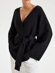 Belted V-neck Kimono Cardigan