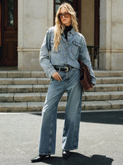 High-Waist Straight-Leg Denim Jeans