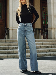 High-Waist Straight-Leg Denim Jeans