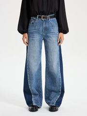 Two Tone Wide Leg Barrel Jeans