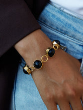 Rotatable Black Bead Toggle-Clasp Bracelet