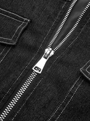 Oversized Zip Up Denim Jacket