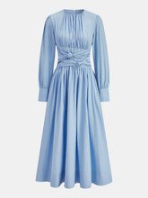 Knotted Gathered Long Sleeve Dress