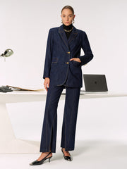 Mid-Waist Slit Denim Jeans