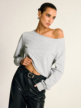 Asymmetric Off-Shoulder Cropped Sweatshirt