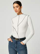 Contrast Stitch Round Neck Long-sleeve Top