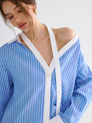Striped Split-collar Shirt