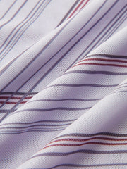 Asymmetric Neck Striped Mesh Top