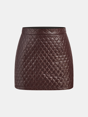 Faux Leather Quilted Mini Skirt