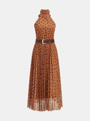 Halter Neck Polka Dot Dress with Belt