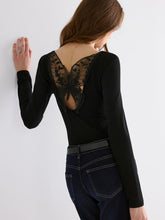 Butterfly Lace Back Long Sleeve Shirt