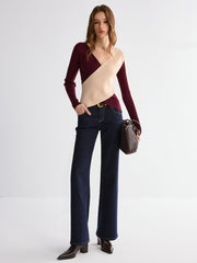 Two-Tone Asymmetrical-Hem Sweater