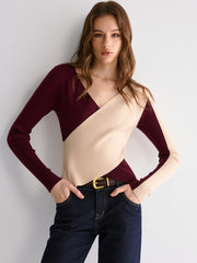 Two-Tone Asymmetrical-Hem Sweater