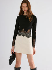 Lace Hem Long Sleeve Top