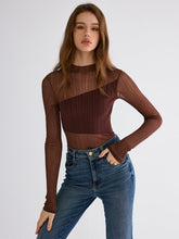 Mock Neck Contrast Mesh Top