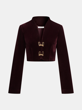 Metal Buckle Corduroy Stand Collar Jacket