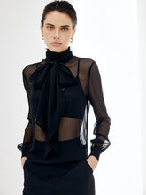 Sheer Bow Chiffon Blouse