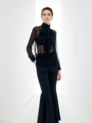 Sheer Bow Chiffon Blouse