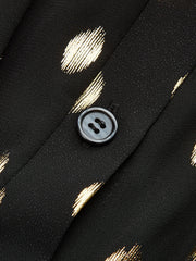 Long Sleeves Foil Spot Print A-Line Maxi Dress