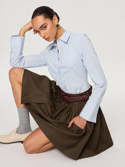Belted Pocket Pleated Mini Skirt