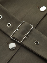 Stand-Collar Belted Trench Coat