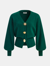 Metal Detail V-Neck Cardigan